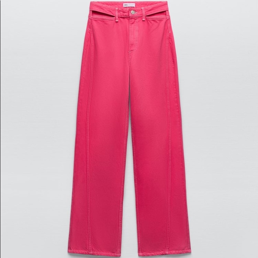 Zara Pink Full Length Cut Out Jeans - Picture 13 of 16